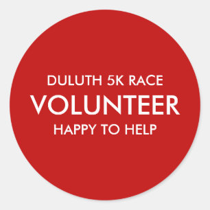 Custom Red Volunteer Runder Aufkleber