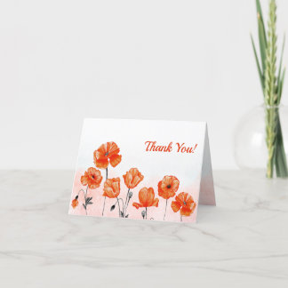 Custom Red Watercolor Poppies Vielen Dank Dankeskarte
