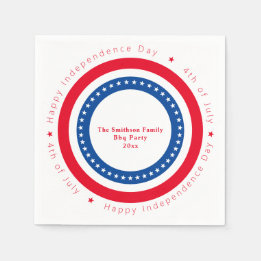 Custom Red White Blue Happy Independence Day Serviette