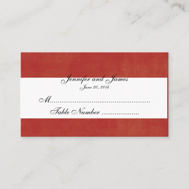 Custom Red White Christmas Wedding Platzkarte (Vorderseite)