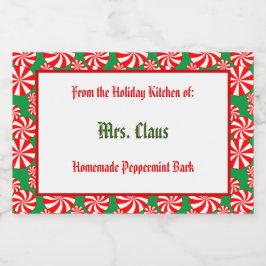 Custom Red White Holiday Peppermint auf Green Lebensmitteletikett