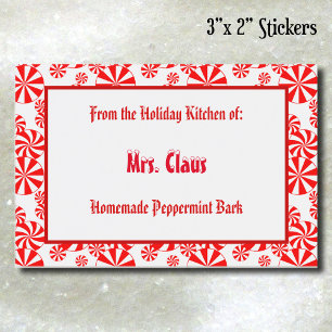 Custom Red White Holiday Peppermint Pattern Food L Lebensmitteletikett