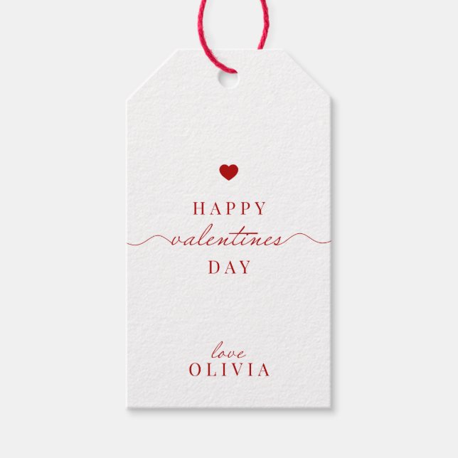 Custom red white simple VALENTINE'S DAY Geschenkta Geschenkanhänger (Vorderseite)