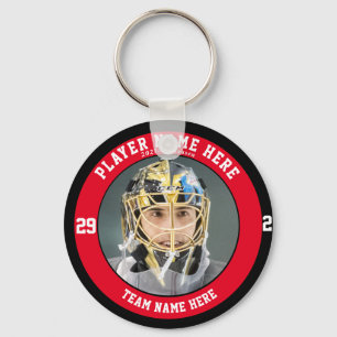 Custom Red Youth Ice Hockey Teams Button Keychain Schlüsselanhänger
