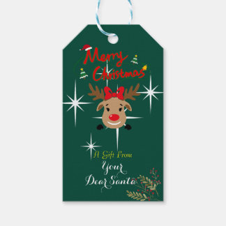 Custom Reindeer Merry Christmas Holiday Geschenkanhänger