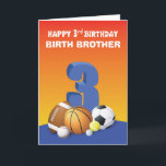 Custom Relation Birth Brother Boy 3. Geburtstag Sp Karte<br><div class="desc">Auf der Vorderseite dieser Karte befinden sich farbenfrohe Sportbälle. Es wäre schön,  einem kleinen Jungen bei der Feier seines 3. Geburtstages zu geben. Personalisieren Sie dieses mit der Beziehung,  die Sie mit ihm haben. Bestellen Sie diese Karte noch heute.</div>