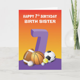 Custom Relation Birth Sister Girl 7. Geburtstag Karte