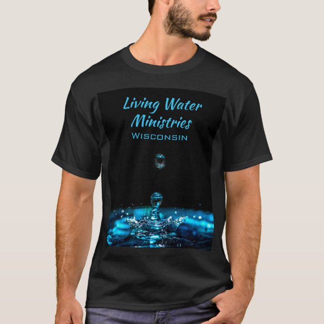 Custom Religious Ministry Blue Black Water T-Shirt (Vorderseite)