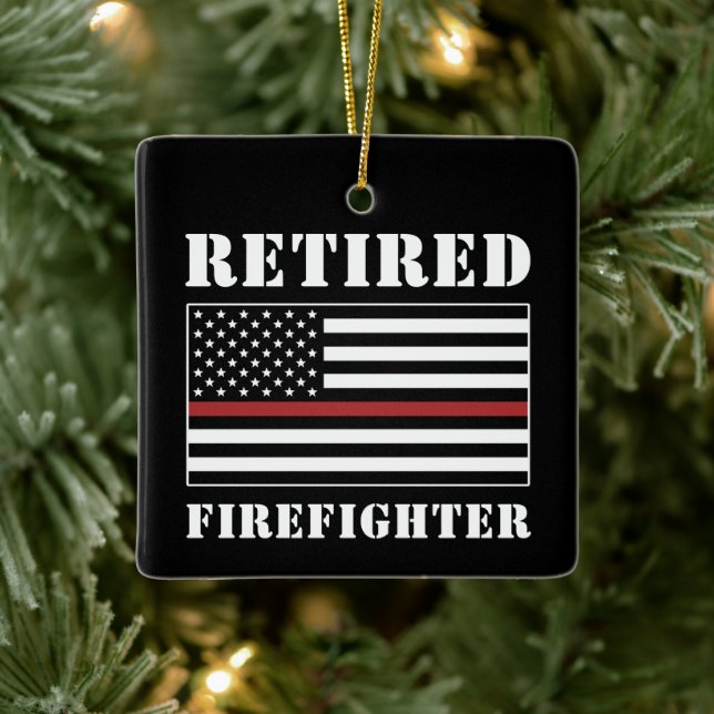 Custom Remüde Firefighter Thin Red Line Geschenk Keramikornament (Baum)