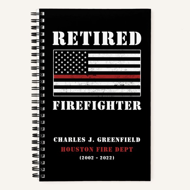 Custom Remüde Firefighter Thin Red Line Geschenk Notizbuch (Vorderseite)
