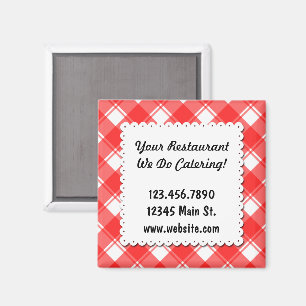 Custom Restaurant Business Red Kariert Magnet