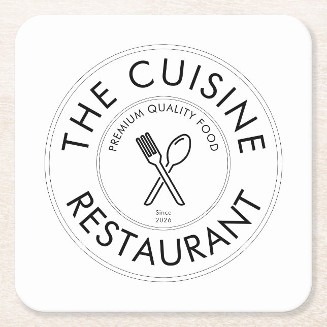Custom Restaurant Logo Modern Square  Rechteckiger Pappuntersetzer (Vorderseite)
