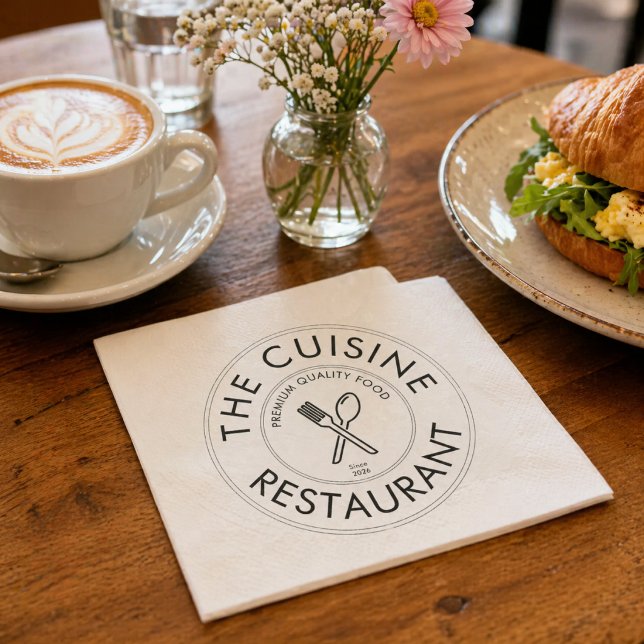 Custom Restaurant Logo Modern Square  Serviette (Custom Restaurant Logo Modern Square Napkins)
