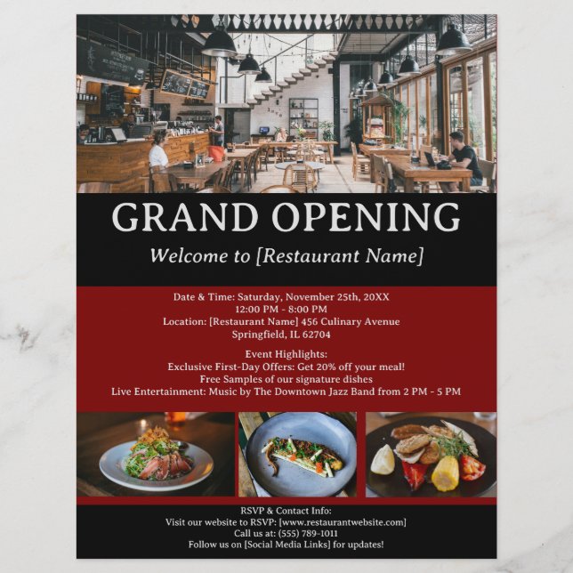 Custom Restaurant oder Café Grand Opening Flyer (Vorne)