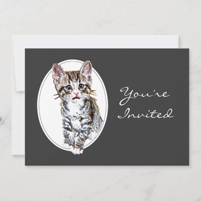 Custom Retirement Einladung süße kleine Kitty Cat (Vorderseite)