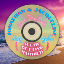 Custom Retro 80er Tropical Neon CD Save the Date