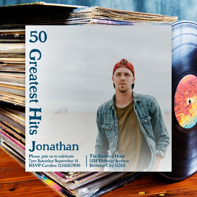 Custom Retro Album Cover Music 50. Geburtstag Einladung (Von Creator hochgeladen)