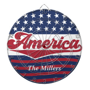 Custom Retro America Flag 4. Juli Dartscheibe