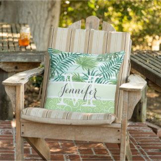 Custom Retro Angesagt Tropical Green Palm Leaftern Kissen