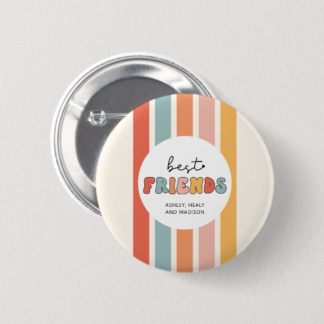 Custom Retro Best Friends Beste Freundinnen Niedli Button (Vorne & Hinten)