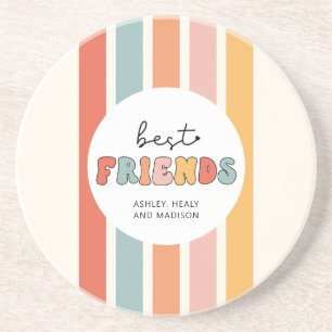 Custom Retro Best Friends Beste Freundinnen Niedli Getränkeuntersetzer