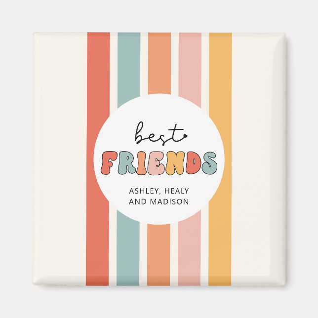 Custom Retro Best Friends Beste Freundinnen Niedli Magnet (Vorne)