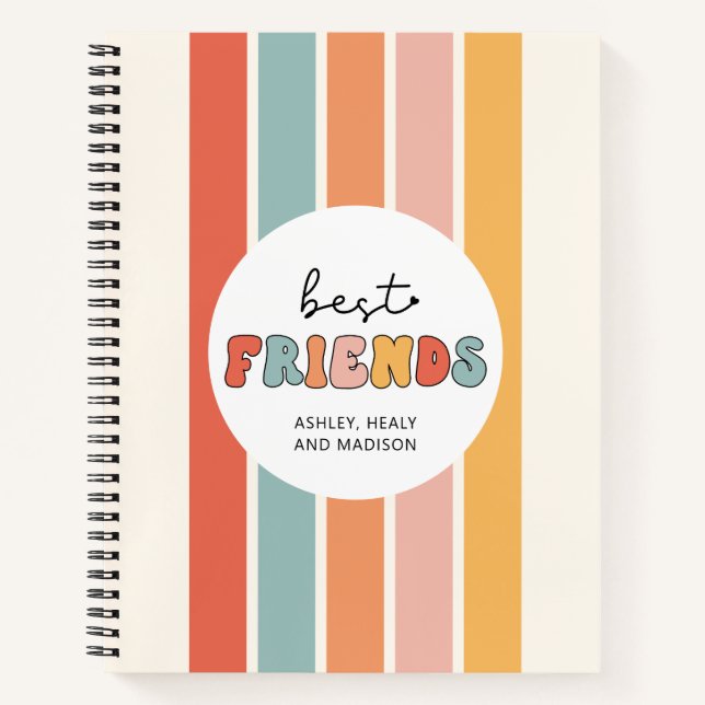 Custom Retro Best Friends Beste Freundinnen Niedli Notizbuch (Vorderseite)
