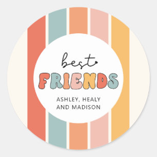 Custom Retro Best Friends Beste Freundinnen Niedli Runder Aufkleber