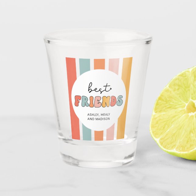 Custom Retro Best Friends Beste Freundinnen Niedli Schnapsglas (Vorderseite)