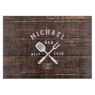 Custom Retro BEST VATER je rustikale Dunkelholzdru Schneidebrett