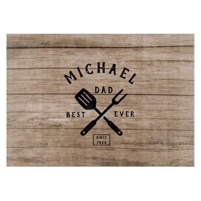 Custom Retro BEST VATER JE Rustikale Holzdruck Schneidebrett (Vorderseite)