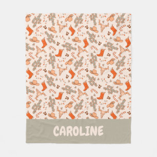 Custom Retro Boho Western Weihnachtswüste Kaktus Fleecedecke