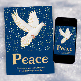 Custom Retro Christmas Peace Watercolor Dove Feiertagskarte