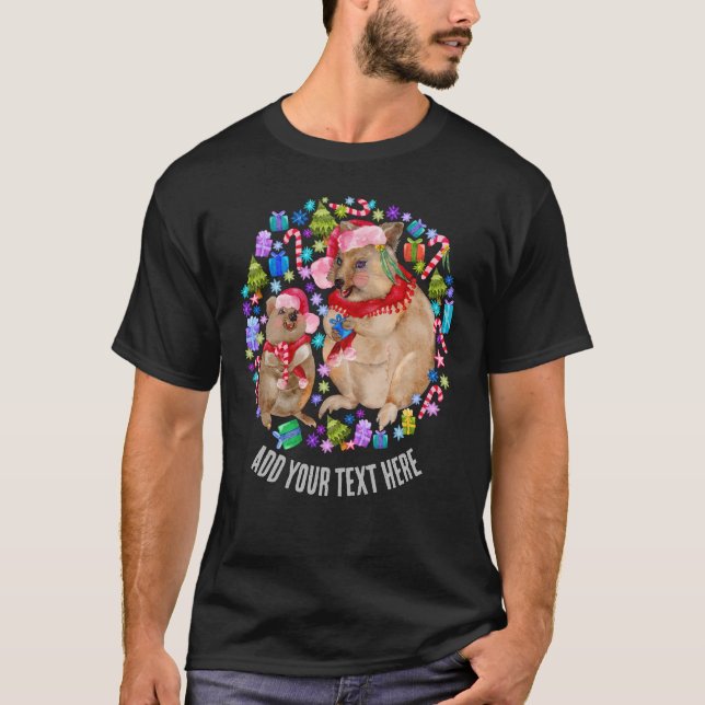 Custom Retro Christmas Quokka T-Shirt (Vorderseite)