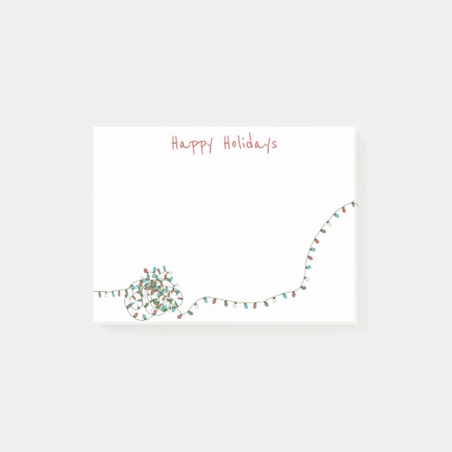 Custom Retro Christmas Tree String Lights Holiday Post-it Klebezettel (Vorderseite)