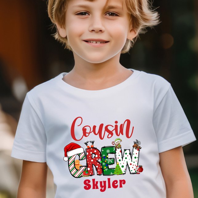 Custom Retro Cousin Crew Weihnachten T - Shirt (Von Creator hochgeladen)