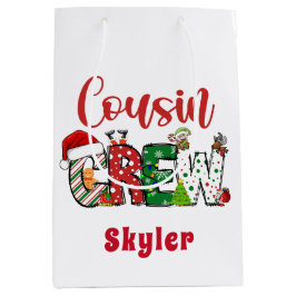 Custom Retro Cousin Crew Weihnachtsduodle Mittlere Geschenktüte