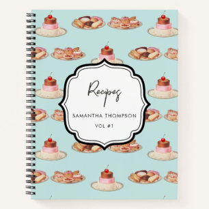 Custom Retro Dessert Bäckerei Rezept Kochbuch Notizbuch