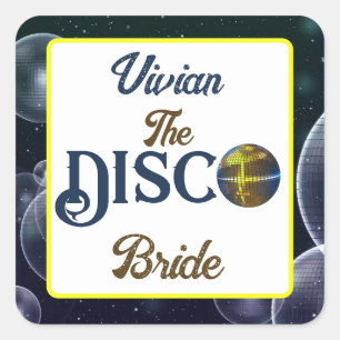Custom Retro Disco Junggeselinnen-Abschied Disco Quadratischer Aufkleber