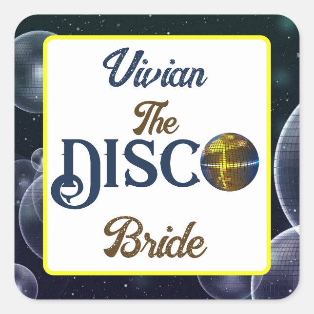 Custom Retro Disco Junggeselinnen-Abschied Disco Quadratischer Aufkleber (Vorderseite)