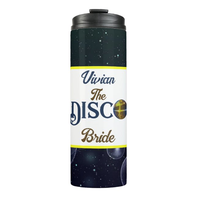 Custom Retro Disco Junggeselinnen-Abschied Disco Thermosbecher (Vorderseite)