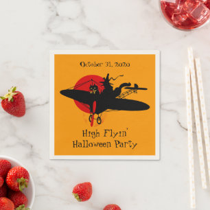 Custom Retro Flying Hexe Party Napkins Serviette