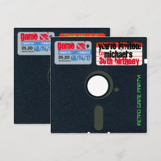 Custom Retro Game Birthday Invite Diskette 5.25 Einladung