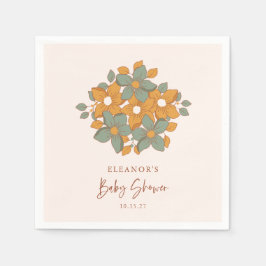 Custom Retro Gold Floral Minimalistisch Baby Dusch Serviette