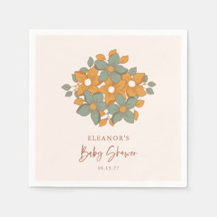 Custom Retro Gold Floral Minimalistisch Baby Dusch Serviette