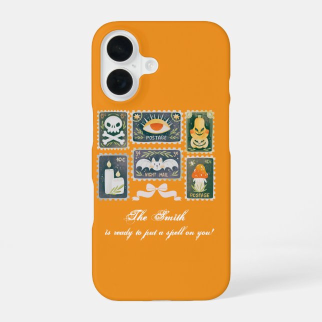 Custom Retro Halloween Spooky Season Pumpkin Brief iPhone 16 Hülle (Rückseite)