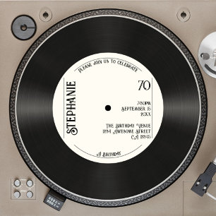 Custom Retro Imitate Vinyl Record Music 70. Geburt Einladung