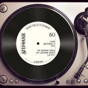 Custom Retro Imitate Vinyl Record Music 80. Geburt Einladung