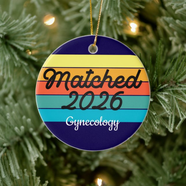 Custom Retro Match Day 2025 Medical Residency  Keramik Ornament (Baum)