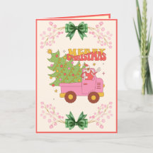 Custom Retro Modern Fun Pink Truck Weihnachten